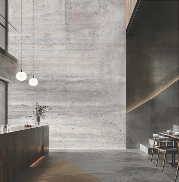 กระเบื้องผนังและพื้น Travertine แบบยืดหยุ่น: ภายในและภายนอก